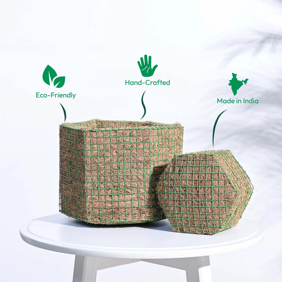 Artificial Green Fern Plant with Natural Jute Basket Planters
