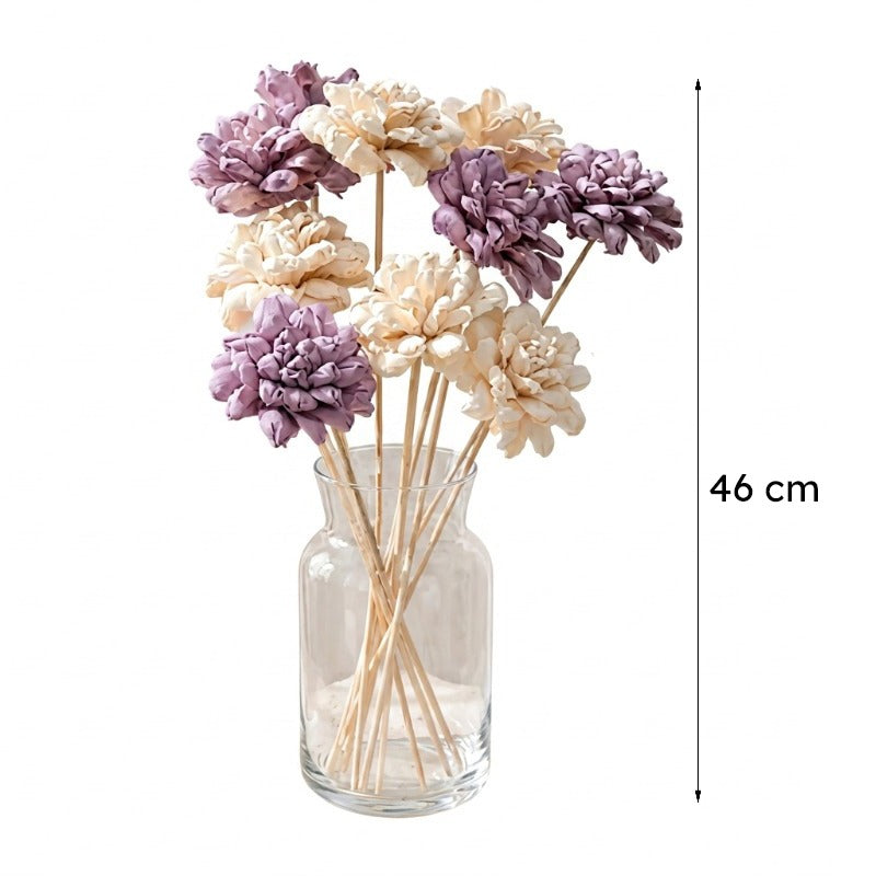 Artificial Lavender & White Flower Arrangement with Ribbed Ceramic Vase