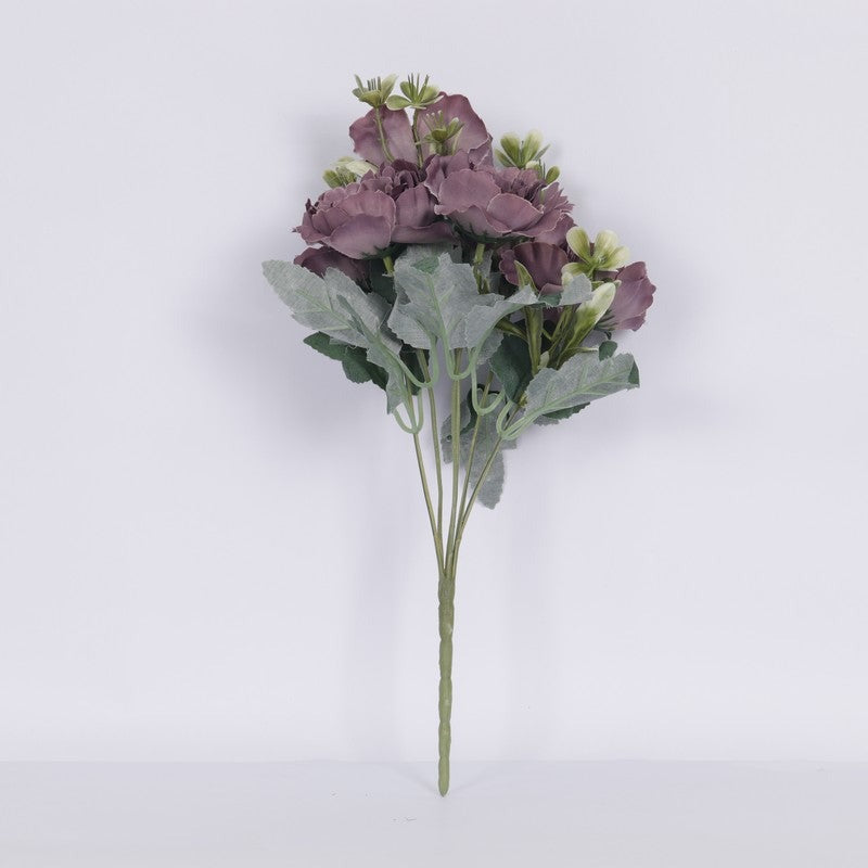 Artificial Purple Rose Flower Arrangement with White Ceramic Vase