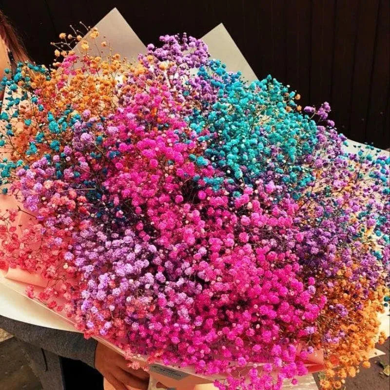 Multicolor Artificial Baby’s Breath Flower Arrangement with White Ceramic Vase