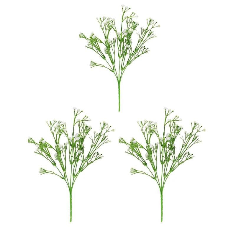 Artificial White Baby’s Breath Flowers with Ribbed White Vase