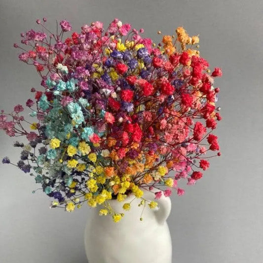 Multicolor Artificial Baby’s Breath Flower Arrangement with White Ceramic Vase