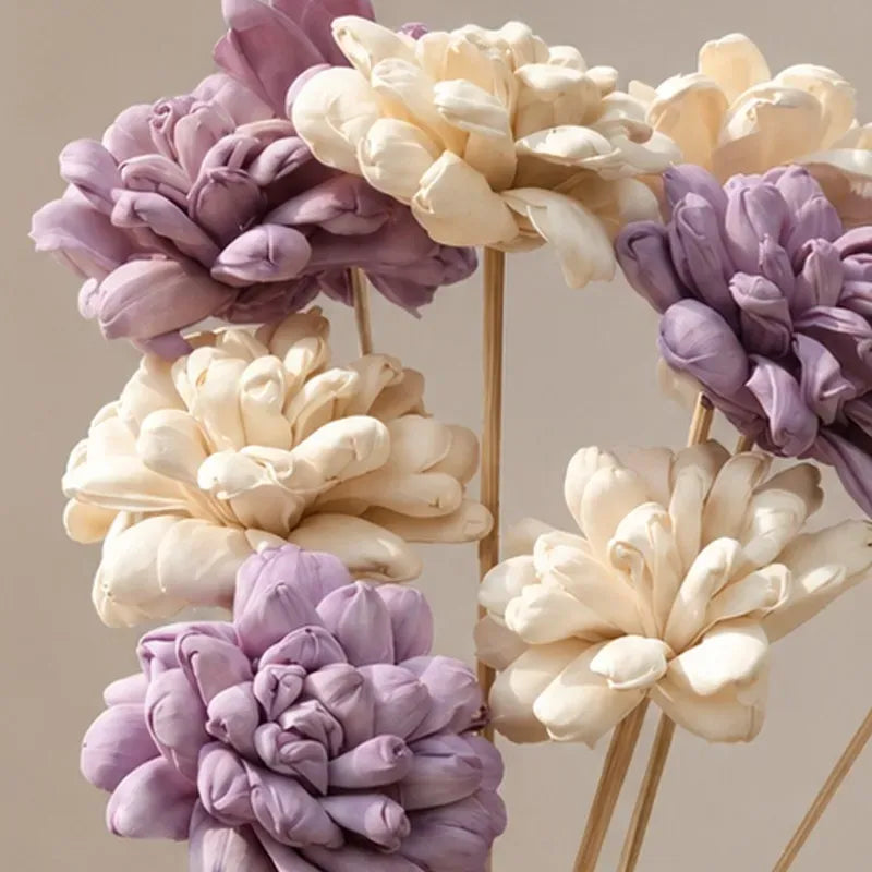 Artificial Lavender & White Flower Arrangement with Ribbed Ceramic Vase